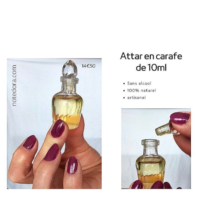 Attar en carafe travaillée à la main - 10ml