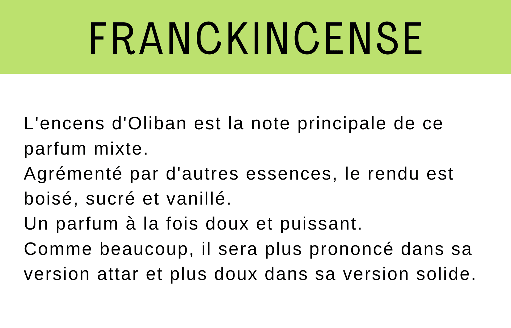 Parfum à l'encens d'Oliban