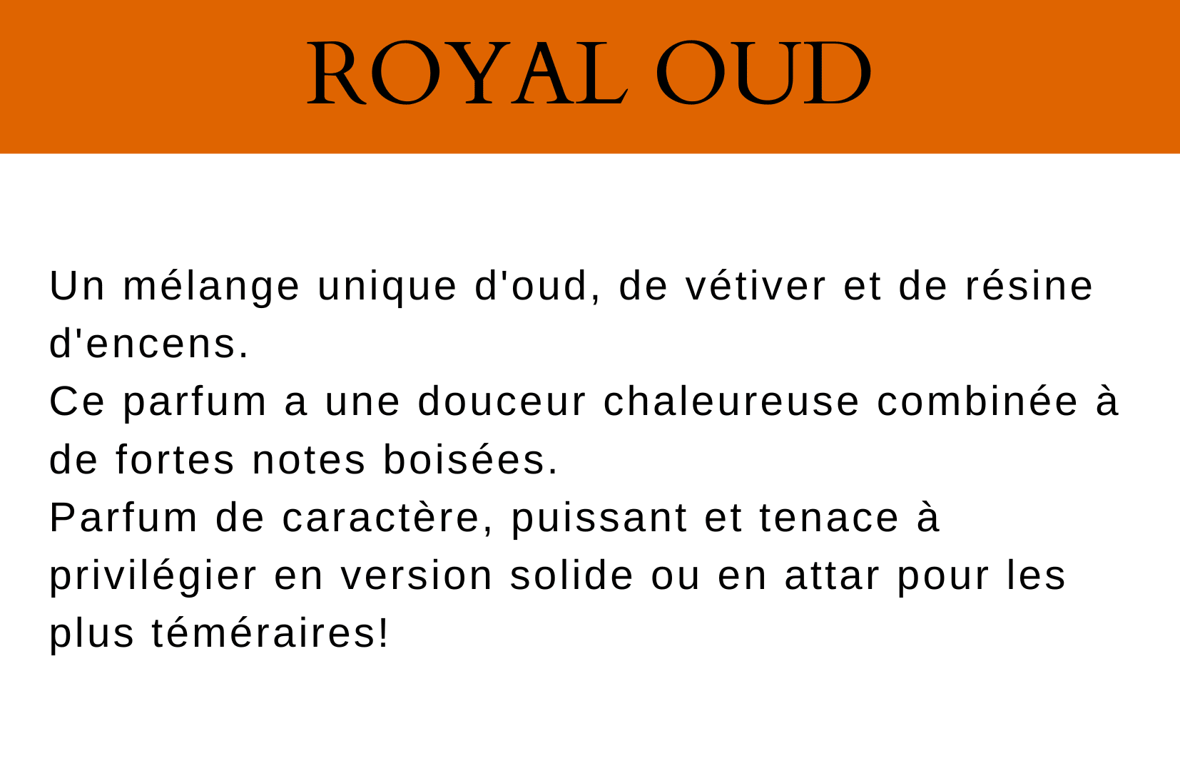 Royal oud parfums sans alcool